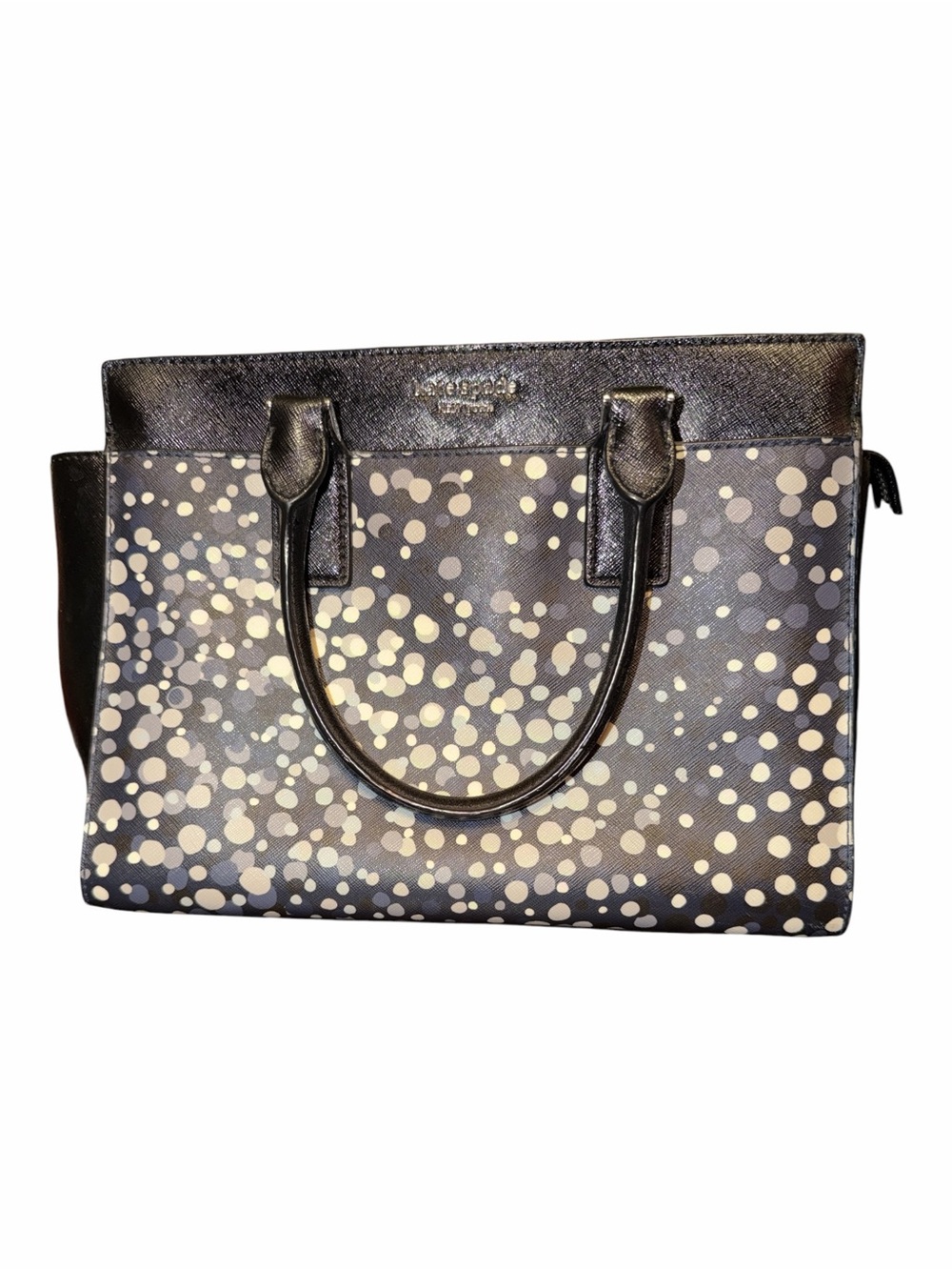 KATE SPADE Staci Medium Satchel Crossbody Bag Festive Dot Black White